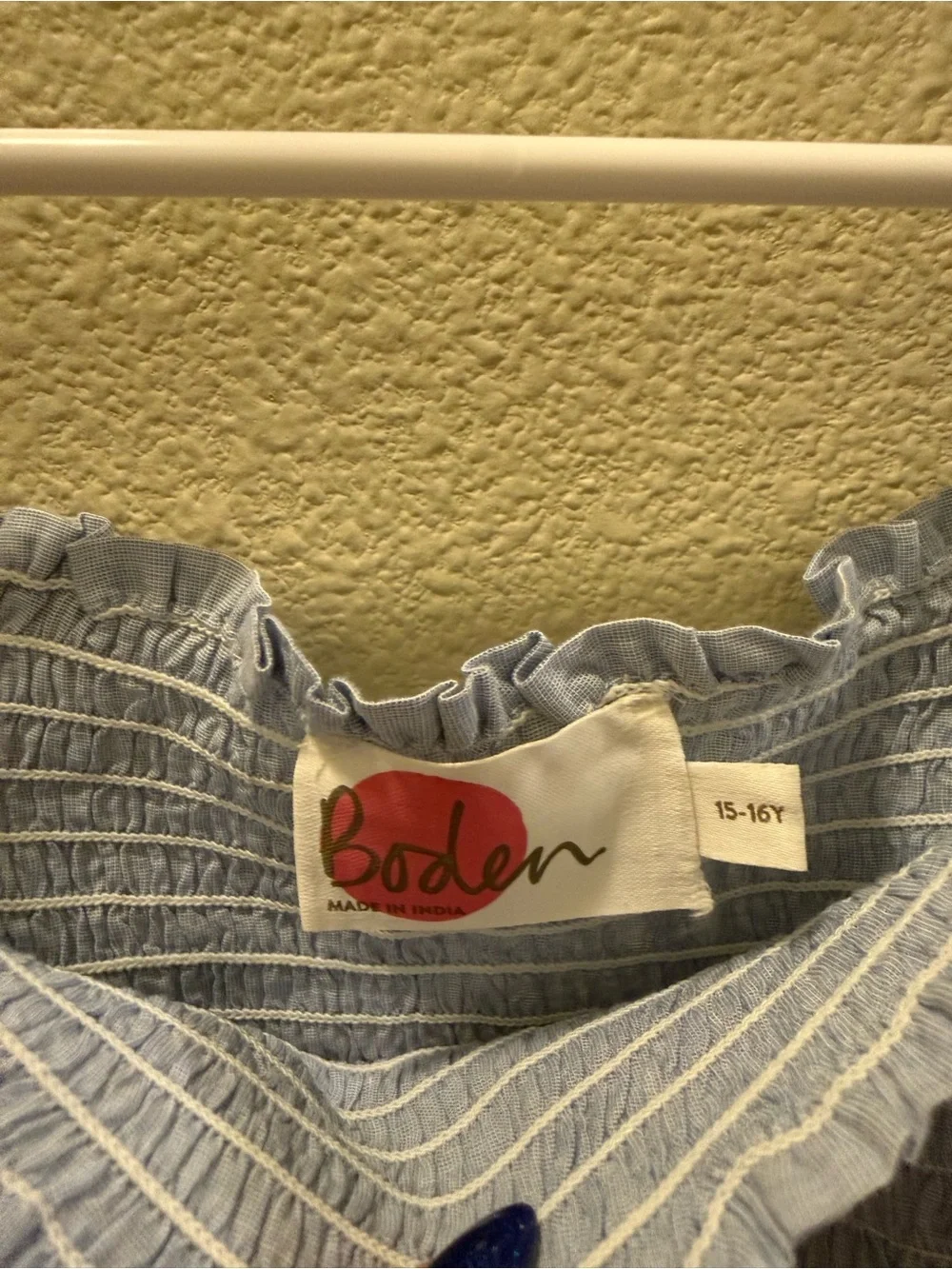 Boden Light Blue Smocked Sundress with Button Front